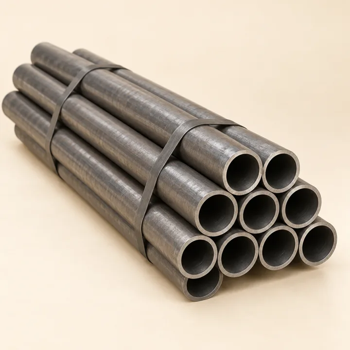 Round mild steel hollow pipes with circular open ends